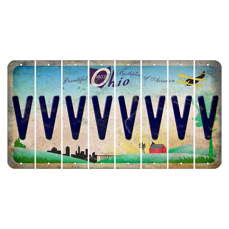 Beautiful Ohio Cut License Plate Strips (Set of 8) V