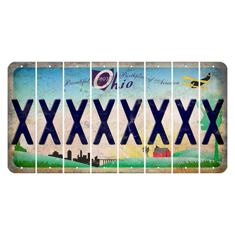 Beautiful Ohio Cut License Plate Strips (Set of 8) X