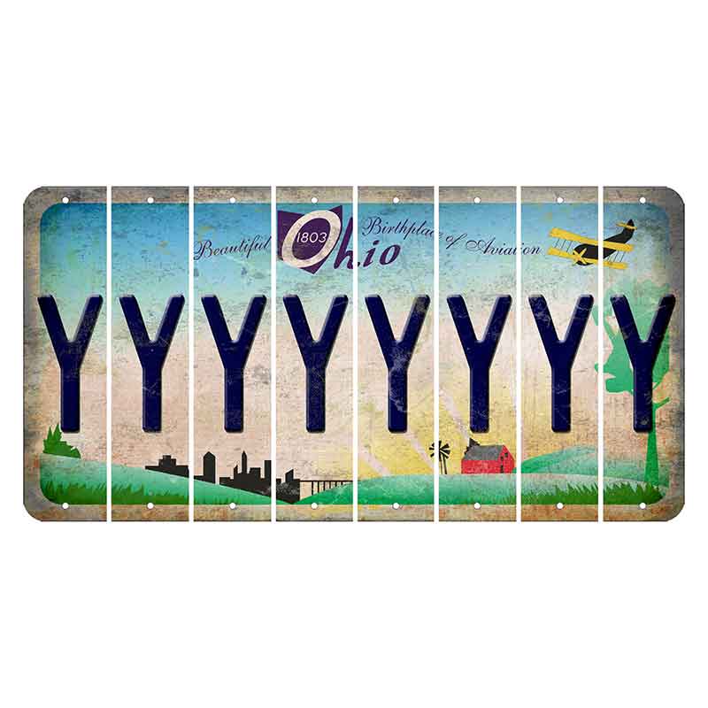 Beautiful Ohio Cut License Plate Strips (Set of 8) Y