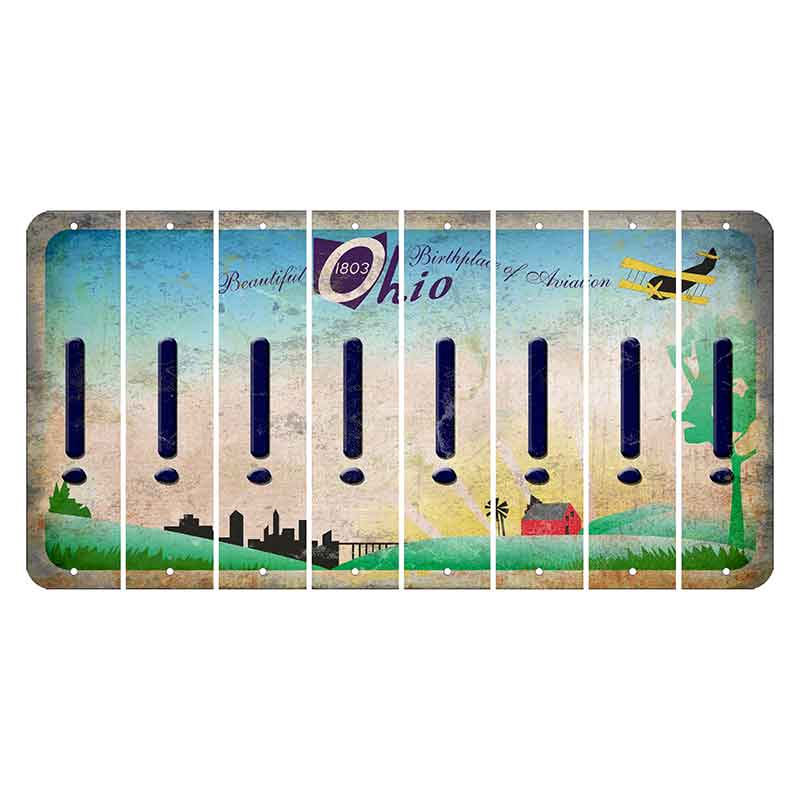 Beautiful Ohio Cut License Plate Strips (Set of 8) Exclamation Point