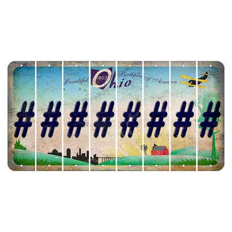 Beautiful Ohio Cut License Plate Strips (Set of 8) Hashtag