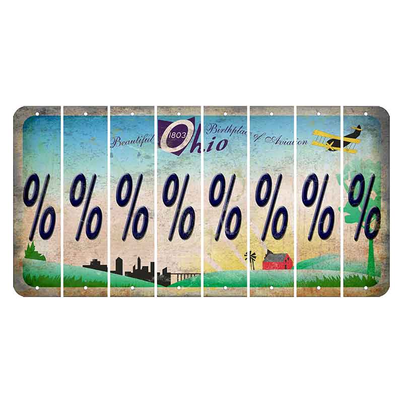 Beautiful Ohio Cut License Plate Strips (Set of 8) Percent Sign