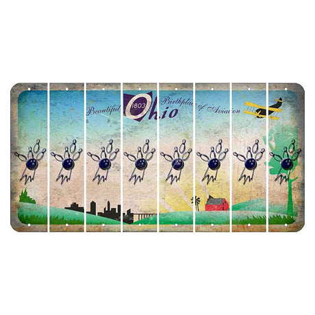 Beautiful Ohio Cut License Plate Strips (Set of 8) Bowling