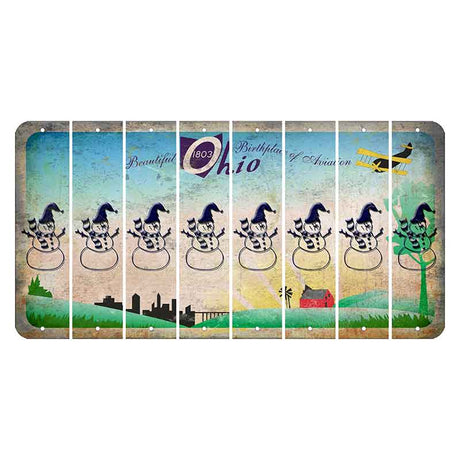 Beautiful Ohio Cut License Plate Strips (Set of 8) Snowman