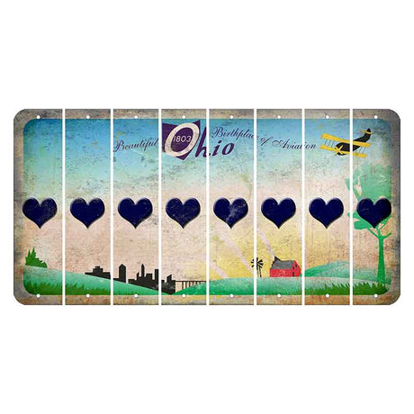 Beautiful Ohio Cut License Plate Strips (Set of 8) Heart