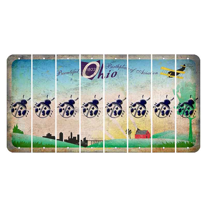 Beautiful Ohio Cut License Plate Strips (Set of 8) Ladybug