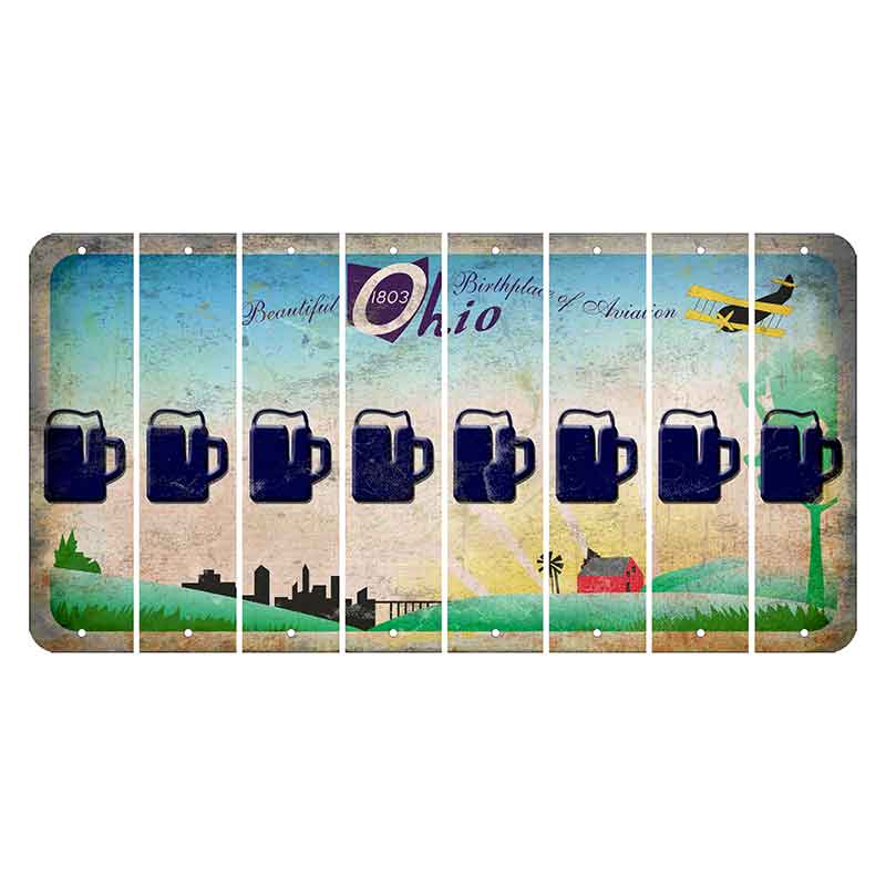 Beautiful Ohio Cut License Plate Strips (Set of 8) Beer Mug