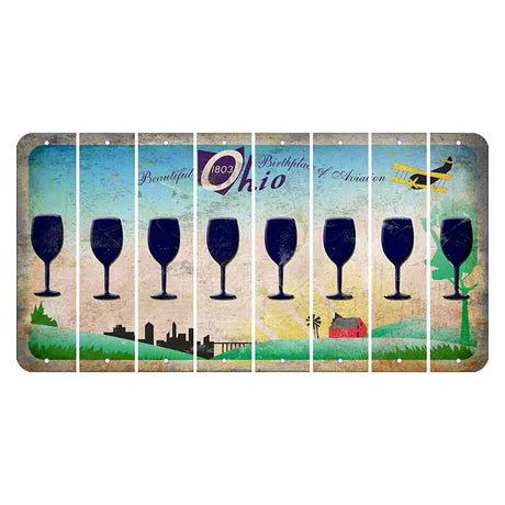 Beautiful Ohio Cut License Plate Strips (Set of 8) Wine Glass