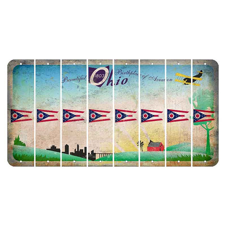 Beautiful Ohio Cut License Plate Strips (Set of 8) State Flag