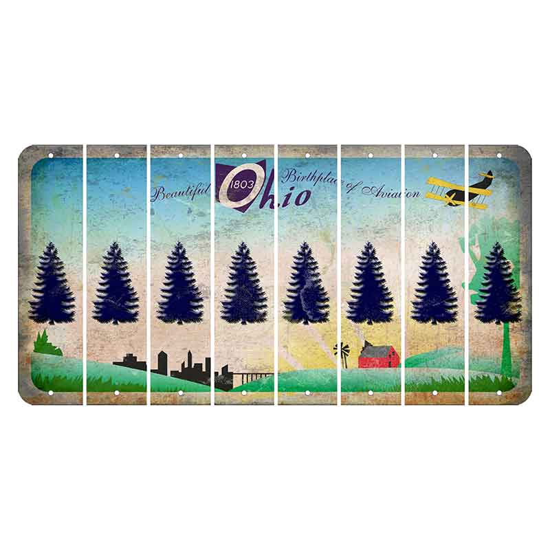 Beautiful Ohio Cut License Plate Strips (Set of 8) Pine Tree