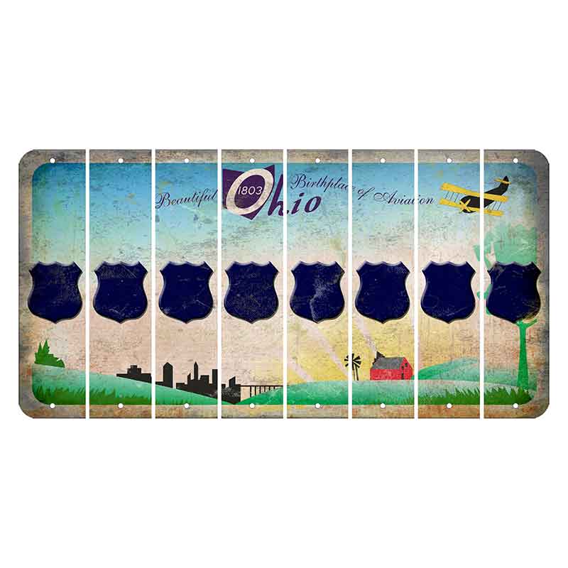 Beautiful Ohio Cut License Plate Strips (Set of 8) Police Badge