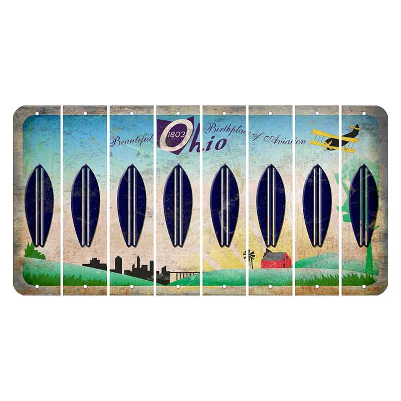 Beautiful Ohio Cut License Plate Strips (Set of 8) Surfboard