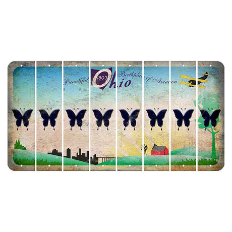 Beautiful Ohio Cut License Plate Strips (Set of 8) Butterfly