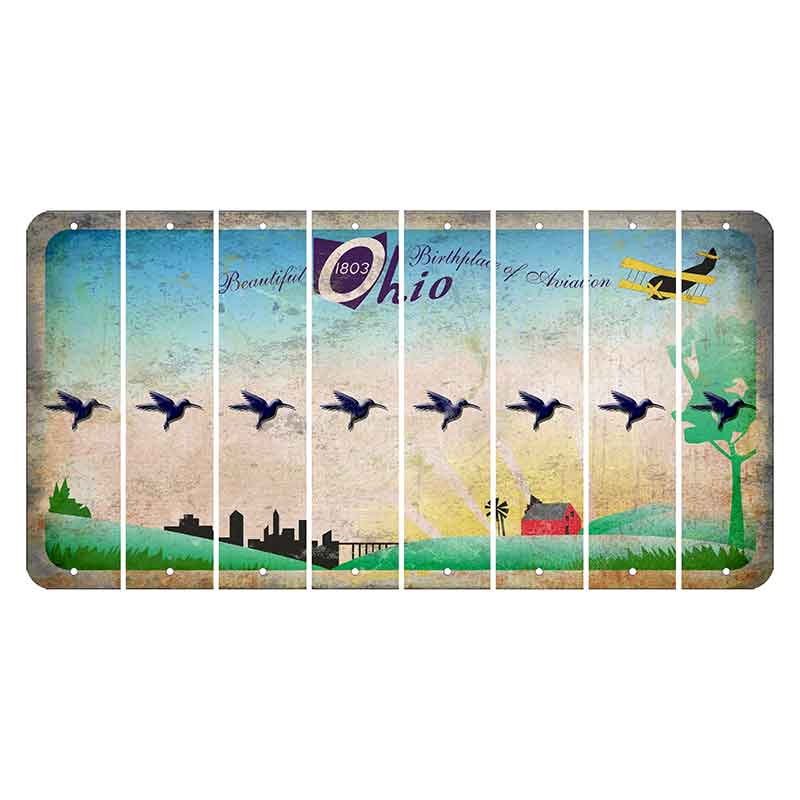 Beautiful Ohio Cut License Plate Strips (Set of 8) Hummingbird