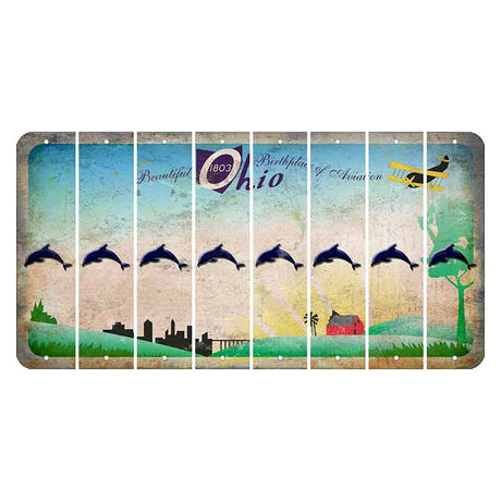 Beautiful Ohio Cut License Plate Strips (Set of 8) Dolphin