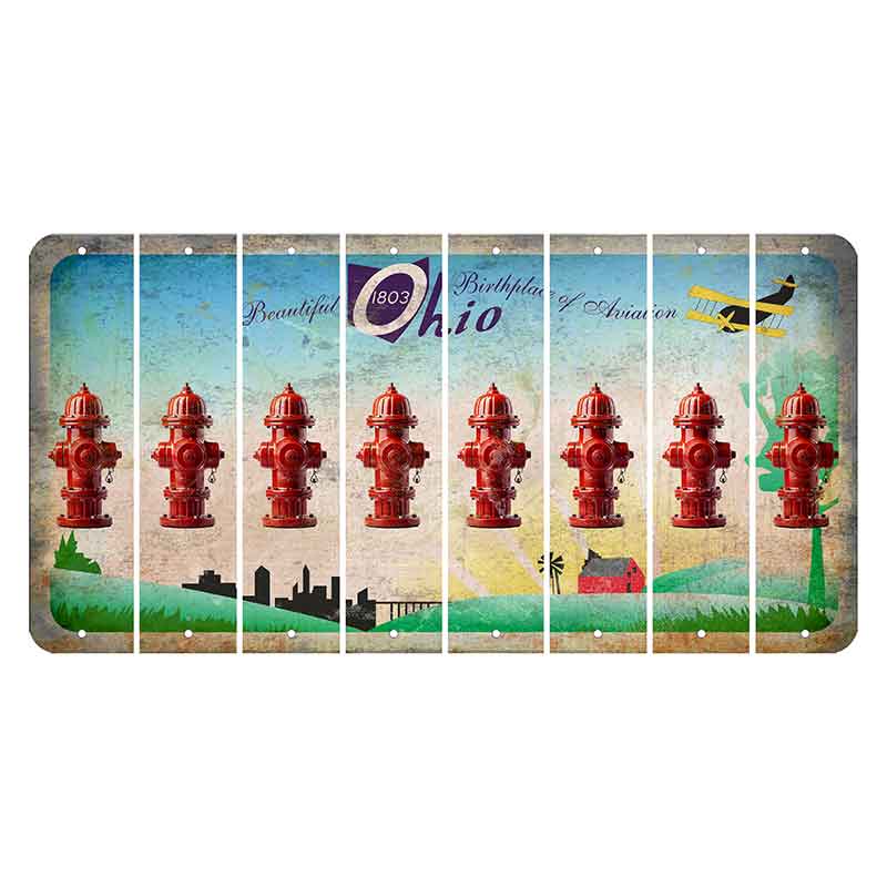 Beautiful Ohio Cut License Plate Strips (Set of 8) Fire Hydrant