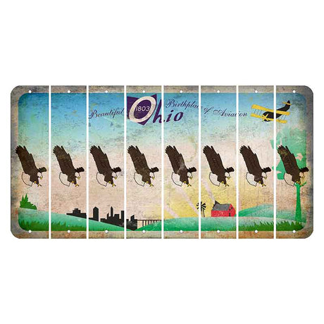 Beautiful Ohio Cut License Plate Strips (Set of 8) Bald Eagle