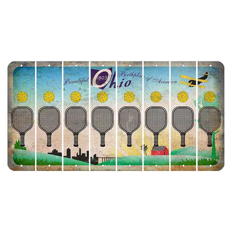 Beautiful Ohio Cut License Plate Strips (Set of 8) Pickleball