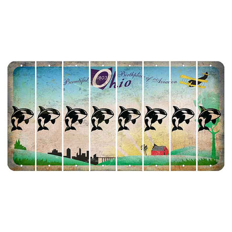 Beautiful Ohio Cut License Plate Strips (Set of 8) Whale