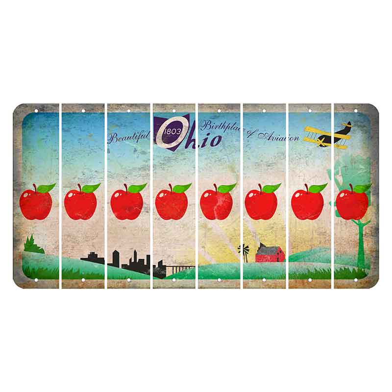 Beautiful Ohio Cut License Plate Strips (Set of 8) Apple