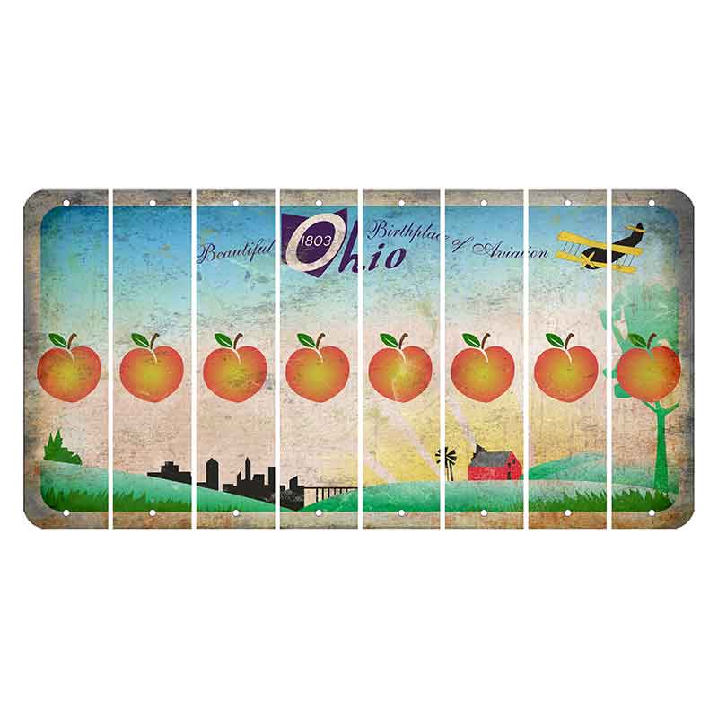 Beautiful Ohio Cut License Plate Strips (Set of 8) Peach