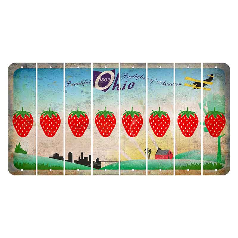 Beautiful Ohio Cut License Plate Strips (Set of 8) Strawberry