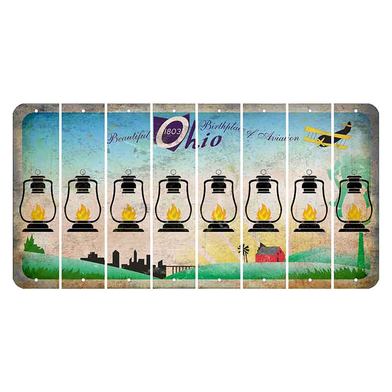 Beautiful Ohio Cut License Plate Strips (Set of 8) Lantern