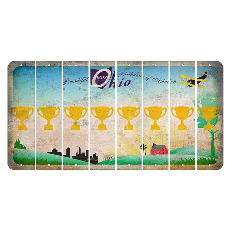 Beautiful Ohio Cut License Plate Strips (Set of 8) Trophy