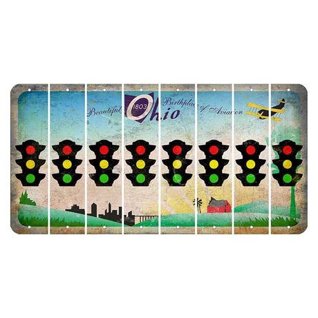 Beautiful Ohio Cut License Plate Strips (Set of 8) Traffic Light