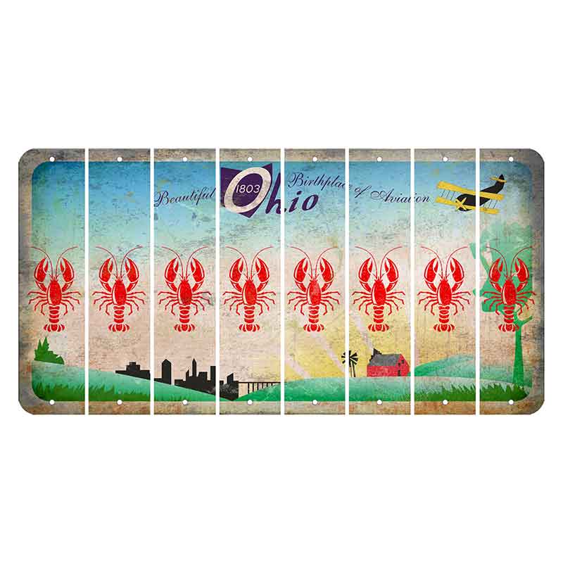 Beautiful Ohio Cut License Plate Strips (Set of 8) Lobster