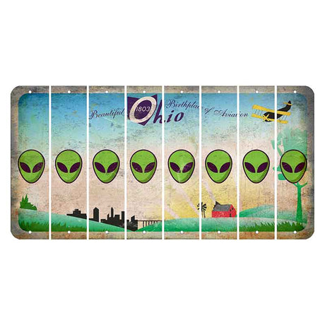 Beautiful Ohio Cut License Plate Strips (Set of 8) Alien