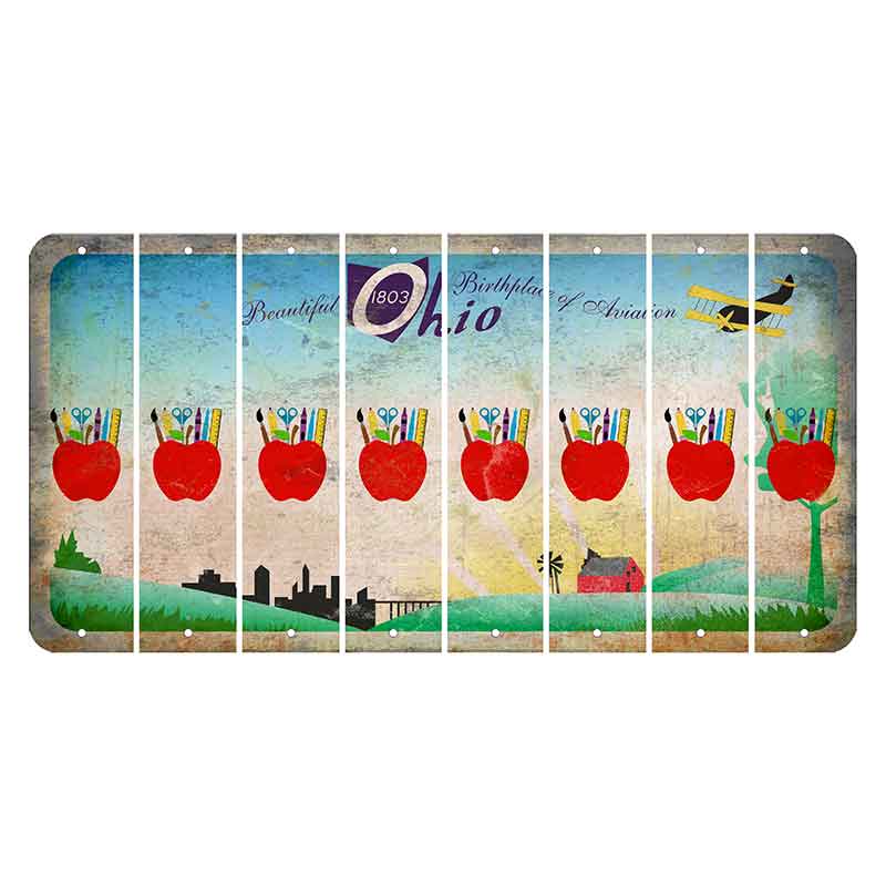 Beautiful Ohio Cut License Plate Strips (Set of 8) Teacher Apple