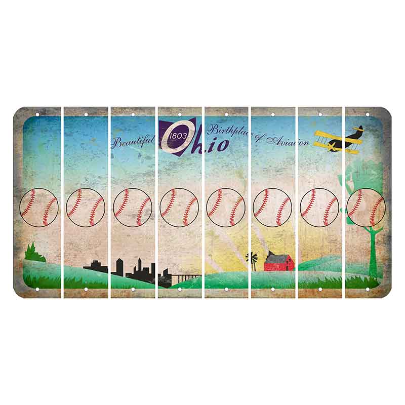 Beautiful Ohio Cut License Plate Strips (Set of 8) Baseball