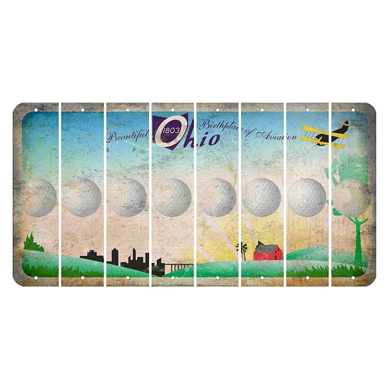 Beautiful Ohio Cut License Plate Strips (Set of 8) Golfball