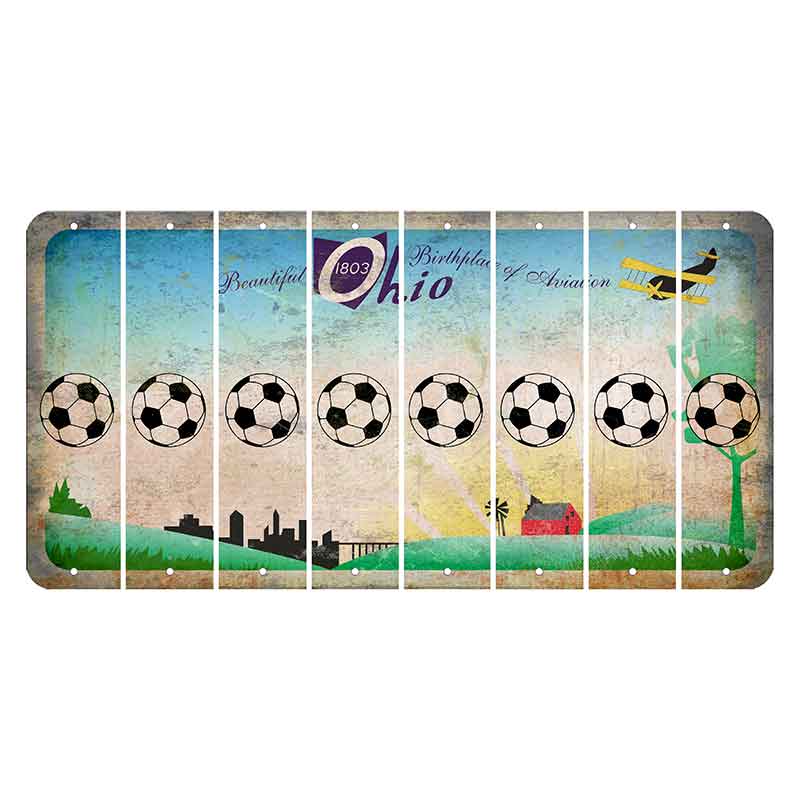 Beautiful Ohio Cut License Plate Strips (Set of 8) Soccerball