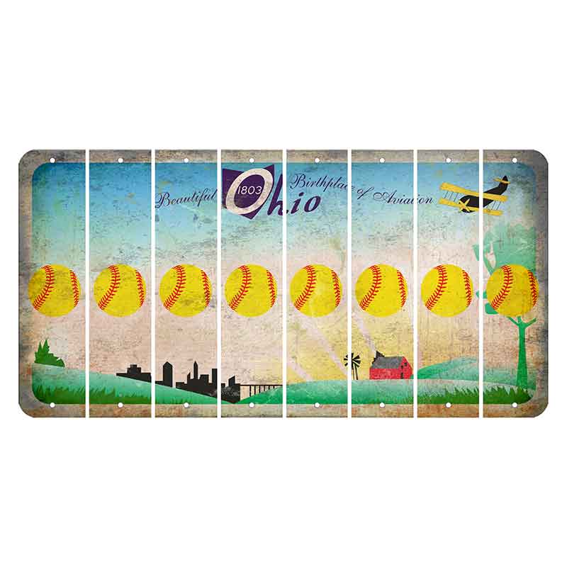 Beautiful Ohio Cut License Plate Strips (Set of 8) Softball