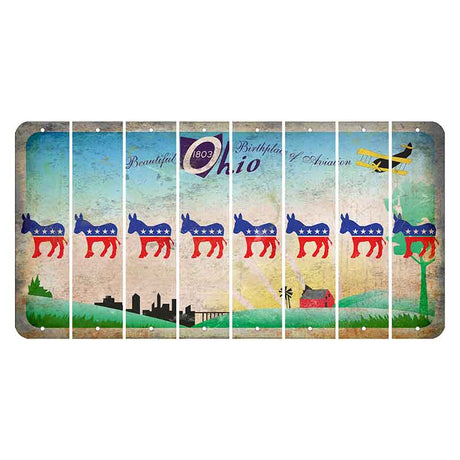 Beautiful Ohio Cut License Plate Strips (Set of 8) Democrat