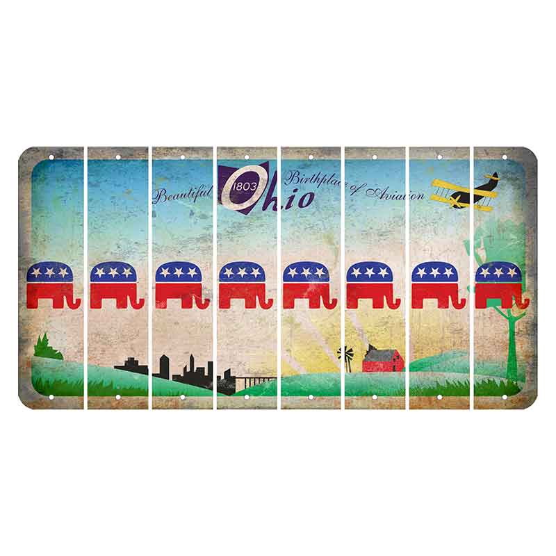 Beautiful Ohio Cut License Plate Strips (Set of 8) Republican