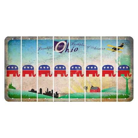 Beautiful Ohio Cut License Plate Strips (Set of 8) Republican