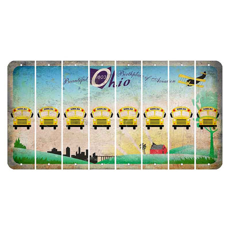 Beautiful Ohio Cut License Plate Strips (Set of 8) School Bus