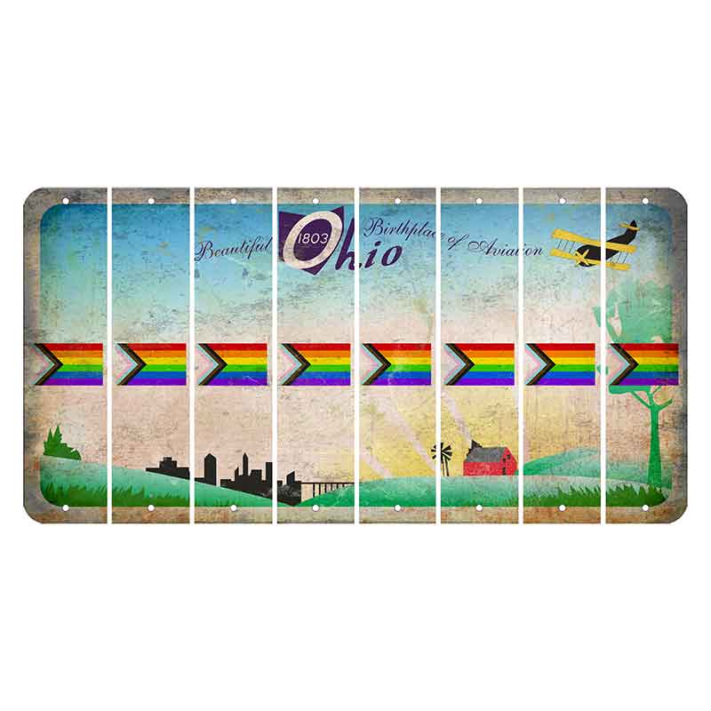 Beautiful Ohio Cut License Plate Strips (Set of 8) LGBTQ Flag