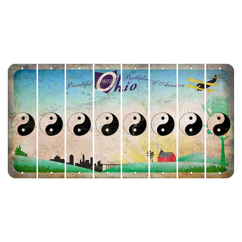 Beautiful Ohio Cut License Plate Strips (Set of 8) Yin Yang