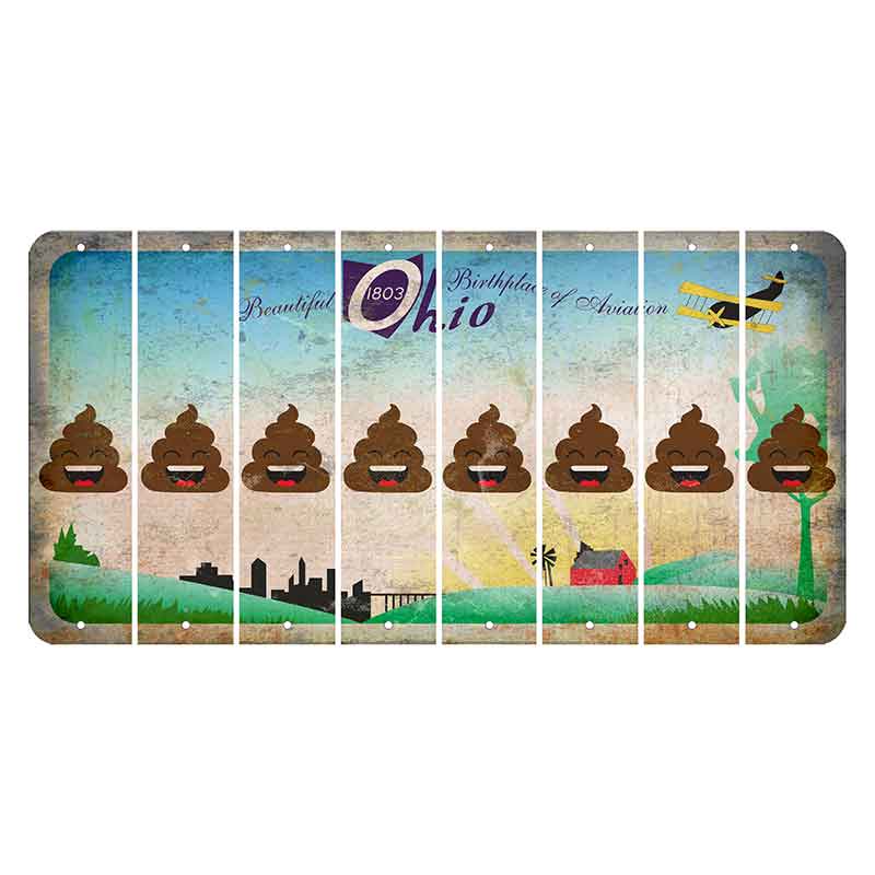 Beautiful Ohio Cut License Plate Strips (Set of 8) Emoji - Poop