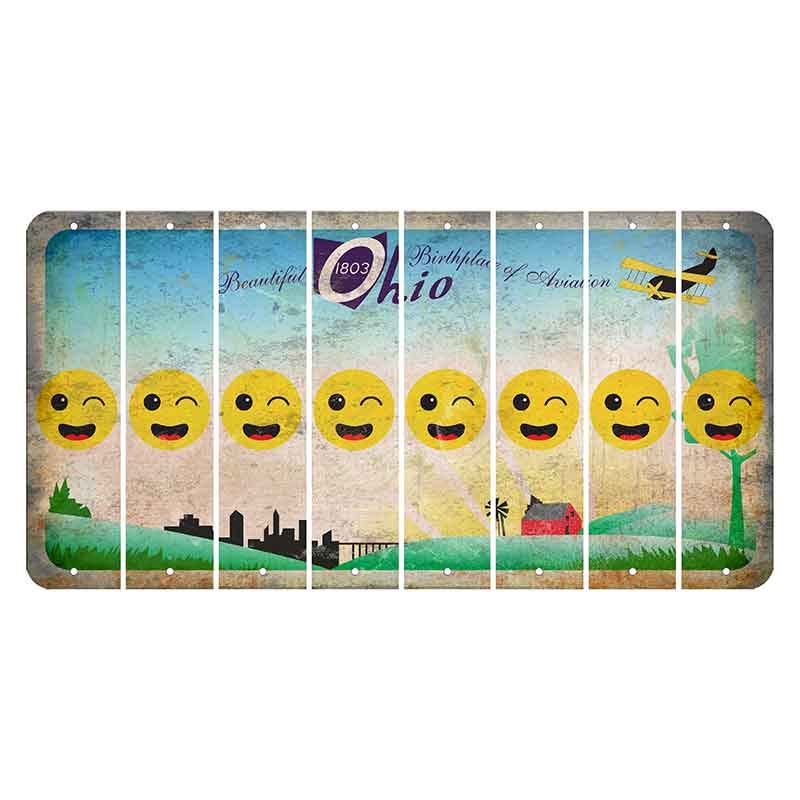 Beautiful Ohio Cut License Plate Strips (Set of 8) Emoji - Winking