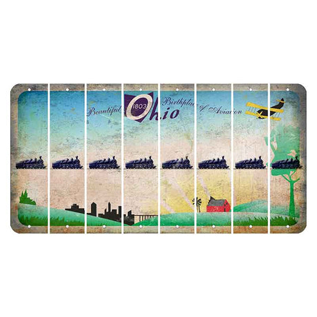 Beautiful Ohio Cut License Plate Strips (Set of 8) Train