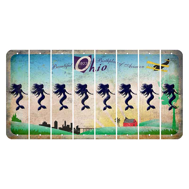 Beautiful Ohio Cut License Plate Strips (Set of 8) Mermaid