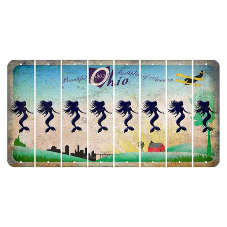 Beautiful Ohio Cut License Plate Strips (Set of 8) Mermaid