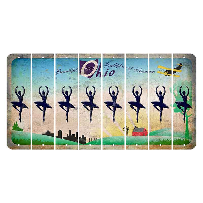 Beautiful Ohio Cut License Plate Strips (Set of 8) Ballerina Dancer