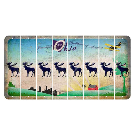 Beautiful Ohio Cut License Plate Strips (Set of 8) Moose