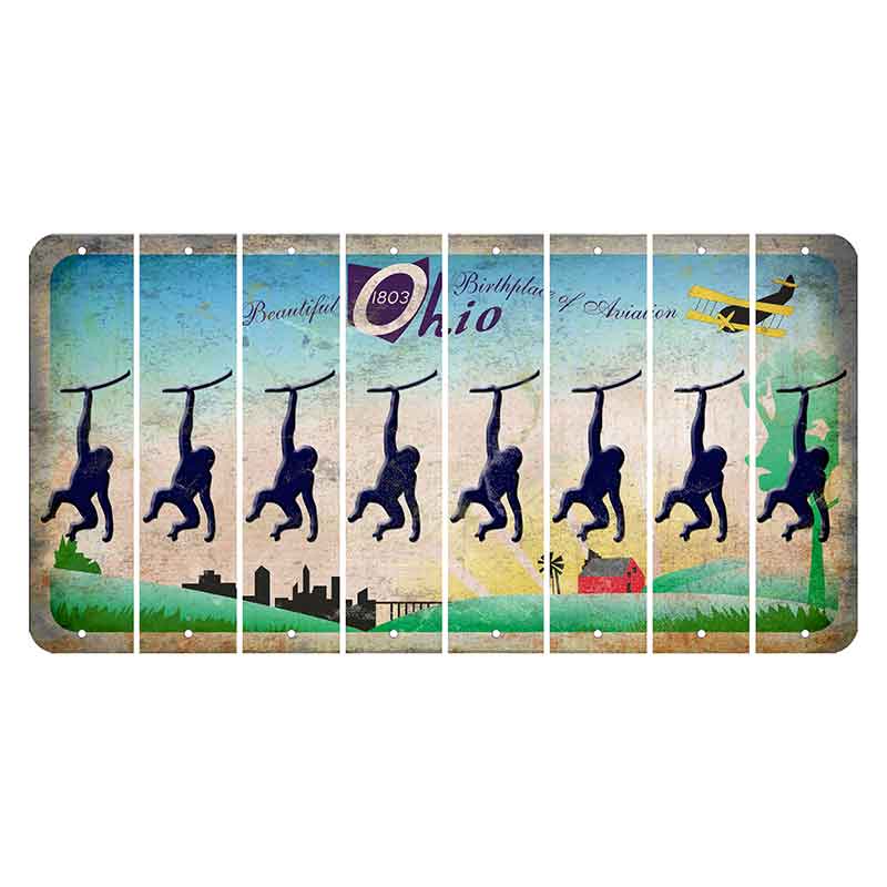 Beautiful Ohio Cut License Plate Strips (Set of 8) Monkey